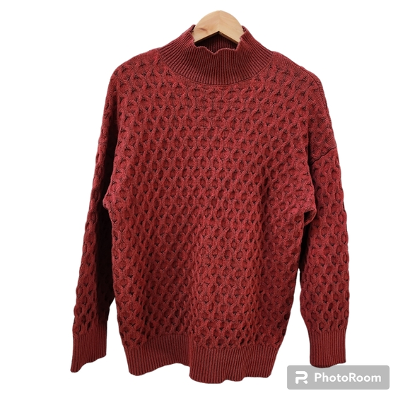 Knox Rose Red Oversized Sweater Turtleneck Women's Large - Picture 2 of 7